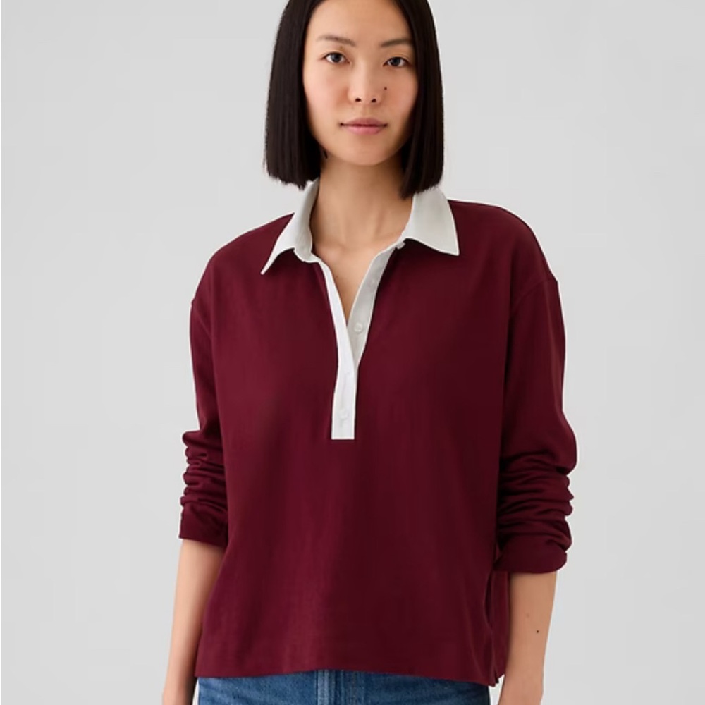 GAP cropped rugby polo shirt red delicious size medium